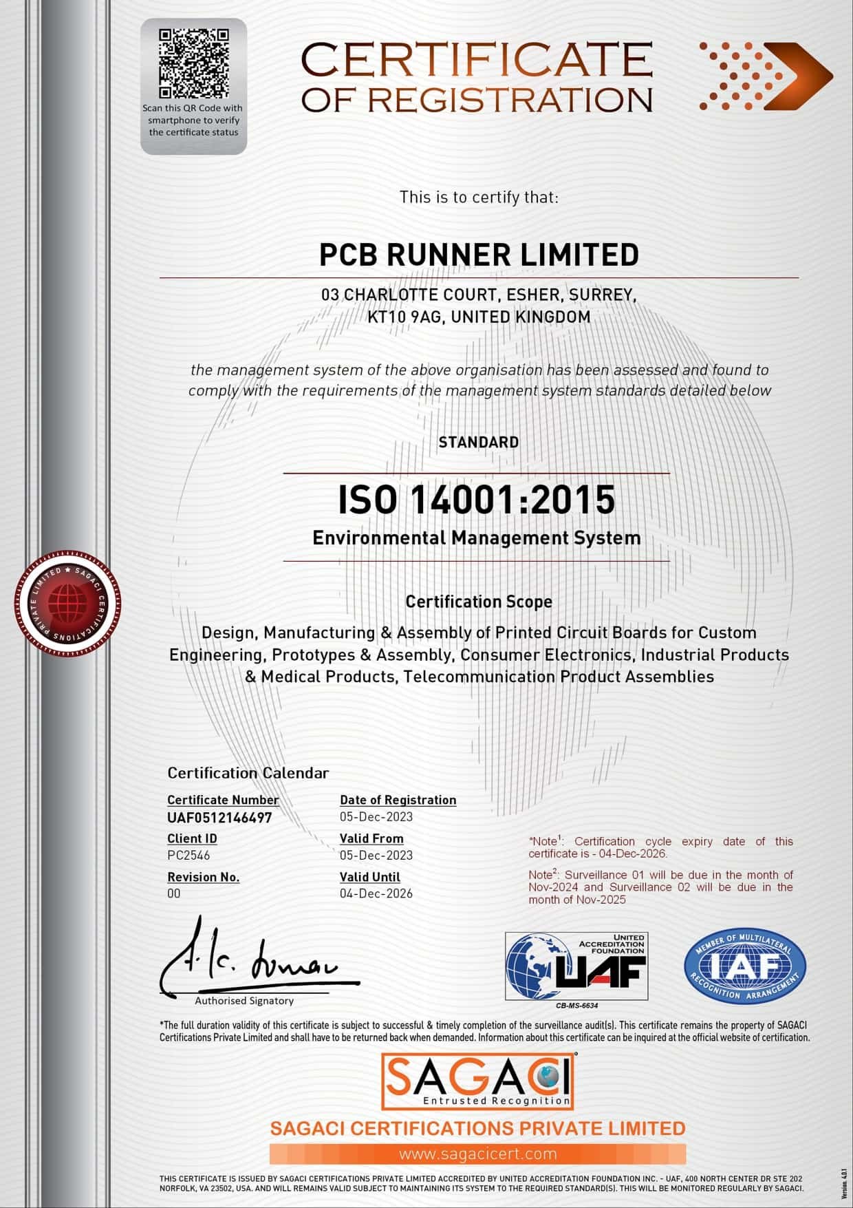 ISO 14001 2015 PCB RUNNER